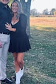 This dress is perfection! It fit like a glove and was super flattering and comfortable. The sleeves did slide off, but after reading other reviews, I stuck a piece of fashion tape on my shoulder and they held all night! The back was a nice touch as well! - Lauren L.