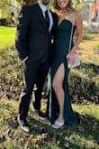 This dress was gorgeous and was perfect for our formal gala! I'm usually between a small and medium but decided to order a small since it was strapless- I'm glad I did because it fit perfectly. The material is great and had a little stretch to it too. If you're between sizes, I would size down. - Juliana F.