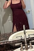 Such a nice simple dress to have, I love the color. Although, I found I needed spandex underneath to smooth out the dress's appearance. Pretty long, def needs a hem if you're around my height. - Madison D.