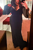 I bought this for a Morticia Addams costume but intend to wear this dress for other events too. It's well-made and fits beautifully. I will say that it is NEARLY too tight in the chest for me; I chose 36DDD for the review because that was the largest cup they offered, but in reality, I wear a 36H bra (43" bust). This dress makes the ladies look INCREDIBLE, but I really needed a different bra for it to look perfect (will get one before I wear it again). Only other note is that the sleeves were slightly too large on the shoulder so they wanted to fall down; we had to pin them in the back to keep them up on the shoulders all night. Will probably add a seam for a more permanent solution. - Alexandra C.