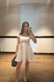 This dress is perfect for a larger bust and small waist like myself! I ordered a small, and the bow was perfect to cinch in my waist and the dress was so flattering. - Aubrey T.