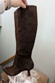 I love the look of these and they fit my calves great, but the actual shoe runs a half size small. I can just barely wear them without a sock, but they aren't comfortable. The low heel makes them easy to walk in and I think a half size up would be perfect. For reference, I'm a 9 in basically all shoes and specifically every pair of Dolce Vita I own, but I would need a 9.5 in these to make them work. - Sarah B.