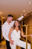 I got this romper for engagement photos and it fit perfectly. I was nervous with it being white that it would be see-through. It was nice fabric, and it was comfortable. I am 5'4" and definitely needed heels on, or it would have been a little bit too long. Luckily, I wore heels with it. - Emily L.