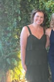 This dress was beautiful and perfect for the wedding I attended. I wore 3 inch heels and it perfectly hit the ground. The bottom panel is sheer but not extremely noticeable. I would purchase this again! - Katherine T.