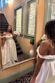The dress is really pretty and flattering! I was pleasantly surprised by the price. I wore it for my wedding and felt like a princess! Everyone loved it, and I highly recommend it! Just a heads up; if you have a larger bust, it might be a bit tight, so be cautious! - Luana N.