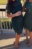 This dress really is different and fun! I've worn it a few times now, most recently I wore it to a wedding and got a lot of compliments. I usually wear a M and the fit was fine, a little tight, especially through the thighs/butt because I'm more pear shaped but overall its a really flattering fit. - Emily H.