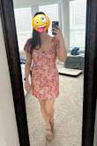 I adore the fabric; it's flirty and different than what I normally go for. I love the subtle shine it has too. Unfortunately, the sizing is way off. I originally ordered a size large, as that's my go-to size, but I could barely zip it up over my hips. It was incredibly tight. The fabric is thick with basically no give. I exchanged it for an XL and it fits better, but will require alterations on the chest, back, and sleeves to avoid flashing anyone. The chest gapes open when I lean or bend forward even just a little bit, and the back gapes open when I'm just standing normally. Glad I snagged this on sale. Otherwise, I would have returned it considering it needs alterations. - Natalie T.