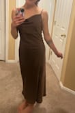 Beautiful dress and fit well. Got it hemmed as it was too long for me- went up to midi length. Only complaint was how easily the material shows grease/water marks. Very delicate material you have to be careful it doesn't touch anything. But overall happy with the dress. - Maddy H.