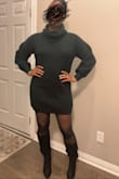 This is super cute! I wore it with a pair of boots I picked up here as well. It was a little loose but in a good way. If you want a more snug fit size down. - Shannon H.