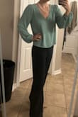 LOVE this top for work. I wore it with silver and pearls and looked like a mid century knock out. I absolutely love the color and light material. Gorgeous! - Carley J.