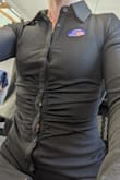 I am usually a small or xs in Lulu's and based on the reviews I went with a small. It was snug but looked great in the mirror so I took of the tags. Not realizing that when I sat all the buttons pulls open showing skin. I can only wear with a black body suit underneath. I wish I could exchange =+ - Kristy W.