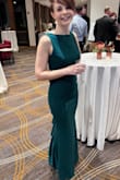 I absolutely love this dress! It's super sophisticated and I felt so sexy in it. I'm not the type of person that buys clothes with bows but for some reason, I ignored my no-bow rule and bought it. I originally ordered it in an XXS, but it was just a little too tight in my hips/legs so I ordered an XS and ended up keeping that. I was worried because I'm smaller in the chest but it actually fit better than the XXS did. - Julie P.