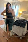 Wore this dress to a fall wedding and got so many compliments!! I saw some reviews mentioning that the straps/bust area ran a little big but it fit me perfectly once I put a strapless bra on. The slit was in the perfect place, I'm on the shorter side so nothing was showing. Will be great to wear to a work Christmas party/dinner. - Nicki M.