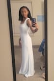 I was looking for a simple, elegant dress in mermaid style, and I found it!
One of my bridesmaids recommended Lulu's for an affordable wedding dress, and I'm glad I checked it out. This dress has comfortable, slightly stretchy fabric. It is a bit loose in the chest for me and a bit tight across the stomach, but I like the way it looks overall, and I'm planning to get the chest taken in if possible. I think a size-up would end up being too big, so I'm sticking with XS.
The garment bag included with the order was a nice touch that I hadn't even thought about needing before.
I'm even more excited for my wedding day now that I found my dress!! Didn't even have to break the bank! - Kayla C.