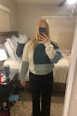 I love the different styles/textures in one sweater. The flop here is that the widest pet of the sleeve starts at the shoulder. So it gives an inverted triangle look and is completely unflattering to my body type. It was the most softest, warmest sweater so I wish the sleeve would've worked out! - Madysen W.