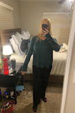 I loved the light-weightlessness of this shirt! Ribbed is cute and v neck is great. I'm usually a very standard medium and this shirt was swimming on me. I like oversized but this was too large. Not sure I love the price of the shirt enough to keep it, even if I exchanged for a size down. Nothing entirely special but the color is gorgeous and I don't have anything like it in my closet. - Madysen W.