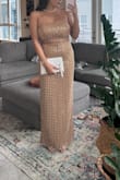 Love this dress, I wore it to a work black tie event. I'm super busty (34G) so I have a hard time finding things that fit. This dress has the perfect amount of stretch to it. I felt good in it all night. I'd consider this dress to run a little large for most in the chest area but it worked just fine for me. Medium fit my body like a glove! 

Ps, it showed up so pretty in photos! - Amber G.