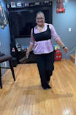 Shipping was fast, true to size. Although pants were longer for me since I'm 5'3, the top fit great but I didn't want to show my lower abdomen since it's hanging a bit. I used a button down shirt and it looked beautiful, received many compliments. - Karen O.