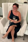 I felt great in this dress. The ruffle on the front covered all the imperfections perfectly. Received many compliments and felt very confident. Material was very comfortable and easy to move in. - Danielle R.