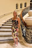 First, I ordered a size medium and couldn't fit it over my hips. Which is weird because I'm not curvy and consistently wear a medium in this brand. I then got a large which then ran a little big. The dress however was beautiful. I do wish I was a little shorter, closer to my knees. It went almost to my ankles - Mary B.
