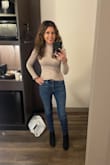 Love this top! It is cropped to the top of the pants. - Stefanie C.