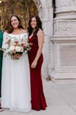 Ordered this dress in wine red for a fall wedding and it was beautiful! Thicker fabric with just a bit of stretch made it super comfortable and the colour was gorgeous. A deeper red than the photos. I did have to hem it but fit was perfect otherwise, love that the straps were adjustable as well. I was complimented all night! - Robyn S.