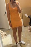 I really love this dress. I've always been a size small in lulu's dresses and this was no exception. The small fit is great. I was worried it would be too short since I'm taller and don't like mini dresses but the fringe helped it feel long enough - Michelle R.