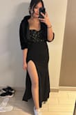 Received so many compliments! The slit will be a little high for us with wider hips, but everything else fit like a glove. Loved the gems that give a little sparkle on a full on black dress. Highly recommended! - Kieu A.