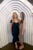 I wore this dress to a baby shower- so glad I did!
It's a very flattering dress that hugs your curves in all the right places. 

The material is thicker than I thought but in a good way. Get the dress!! - Shemi E.
