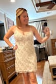 The dress is super cute and comfortable; some parts of the dress do seem like they are missing some sequins, and the dress doesn't sit well in my bust area. - Lexi D.