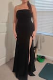 Love this dress and how the fabric feels! It is strong thick and durable but stretchy and form-fitting. I am 5'5" and don't need a hem - just a medium height heel. - Sam P.