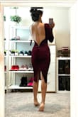 This dress is gorgeous. Its the right amount of sexy, and the color is beautiful. Unfortunately, its really thin and seems like it wouldnt even withstand a hand wash. Its so thin that you cant wear underwear or anything that would create lines. I first tried it with seamless panties, but even they showed. I then put on seamless shapewear, and that was the way to go, but because the back is so low, you could see it at the bottom V. The wire also sticks downward into the dress, making it impossible for the dress to sit flush with your skin, and I didnt even want to try sitting in it. You can see it in the picture, and thats with me really trying to make it work. The design is flawless, but the execution, not so much. Im bummed because I really liked it, but its going back. - Daisy H.
