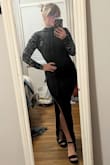 This dress is fabulous. I am small on top and carry most of my weight from the waist down so I'm always worried about sizing, but the medium fit perfectly and didn't constrict my hips. Stretchy and very flattering. So excited to wear this out! - Fayth P.