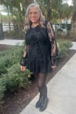 I bought this dress for my fiancé's office party.  I originally tried to order a large.  But it was out of stock.  So I went on a leap of faith and bought the medium.  I was so happy to see that it fit.  I loved it and I really felt beautiful in it.  Very pleased with this company.  My order arrived ahead of time.  It was a great price.  I highly recommend. - Tabitha A.