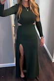 Perfect for a fall wedding. I did have the slit hemmed up 3 inches it was way too revealing had I not done this. I got so many compliments. I can't wait to have another event to wear it to! - Linda P.