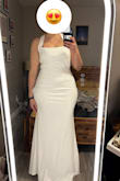 I love this dress! I was worried about finding the right fit as I have a larger waist to hip ratio but this dress feels great! I will wear it to my reception as I wanted something lightweight to dance in. The fabric feels classy too, just that towards my hips it gets stretched a lot so it feels thinner and I may have to wear shapewear! Highly recommend! - Vanisha S.