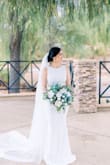 I wore this beautiful dress on my wedding day and it was beautiful. I initially thought the fabric would be thinner than expected; however, it turned out great. Flattering! - Allyssa C.