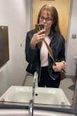 I get compliments every time I wear it! I always size up when I get jackets because of my bust and I'm glad I did on this one because it fits perfect. - Nicayla S.