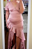 I love Lulus and the dress is beautiful, but not on me. It fit and zipped up just fine but it was not flattering on my curves. I would try to size up but I don't think it would make a difference. I would just caution buyers that this dress is not made for a curvy body type. - Morgan D.