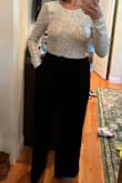 Cute and comfortable pants but not super long for us tall girls. Couldn't wear a large heel with it. - Jamie C.