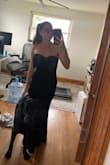 Dramatic Stunner Navy Velvet Bow Strapless Maxi Dress