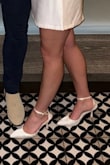 I wore these for my rehearsal and was able to stand for a long time and walk over a mile in them with NO uncomfortableness. I even ended up changing into them on my wedding day when my fancier shoes got too painful and wore these for my first dance, etc. because they were so much comfier. And they're so cute! Highly recommend - Casey M.