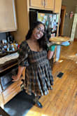 I loved this dress. I wore [it] for Thanksgiving and got so many compliments. The material was light and flowy. Material around my bust was able to stretch! - Efrashia C.