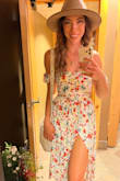 I bought this in 2022 and have worn it sooo many times for so many eventsStampede, BBQs, and on vacation. I love it and havent gotten sick of choosing it. My only comment is that I have larger arms and found they are a bit snug when my weight is up a bit (over 135). Im fairly flat-chested and the top is perfect; it has a silicone liner on the top so it stays up. Its not fitted at the hips, so very comfortable. I added two photos: the one with the hat I weigh about 125, while the other Im about 10 lbs heavier at 135.

I always feel comfortable wearing this dress, and its one that always gets compliments. I hope this was helpful! - Monica W.