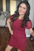 Love, love this dress! The fabric and color were so pretty. Fits true to size. Wore to my office Christmas party & had a ton of compliments. Definitely a hit, won't be disappointed. - Laura S.