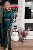 This dress is the most beautiful emerald green! It was a hit at our holiday party! Compliments all night. I'm short so this was long but I paired it with a platform heel. I really felt pretty and confident in this. - Mandy S.