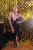 Was a little loose in the waist but still looked great! Bust didn't fill up the chest area but dress was flattering all around. The slit is pretty high, which was what I wanted. - Sandra M.