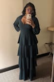 This dress was everything I wanted and more. I wore this for a December wedding and received so many compliments. It fit everything just right. I was worried that it wouldn't hold up my bust, but that ended up being no issue at all. The dress is definitely long. I wore 3 inch heels and it still came down to the floor. I do not recommend wearing flats with this dress unless you're a tall woman, 5'8 or taller. The dress moves like a dream when dancing. Overall, I am highly satisfied and I definitely recommend this dress. - Jeannette R.