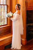 Bought this for my intimate wedding - usually I wear a medium but this one ran small at the chest area for me so I sized up. The large fit perfectly! Everyone gave me compliments and people thought it looked expensive. Would recommend! - Yangguang O.