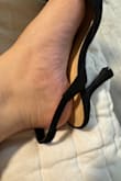 I always go down a half size in heels and they fit great! The straps holding my foot, however, are wayyy too big. They aren't able to adjust and they aren't tight enough to touch my heel!! Love the shoes, just wish they fit. - Ashlie R.